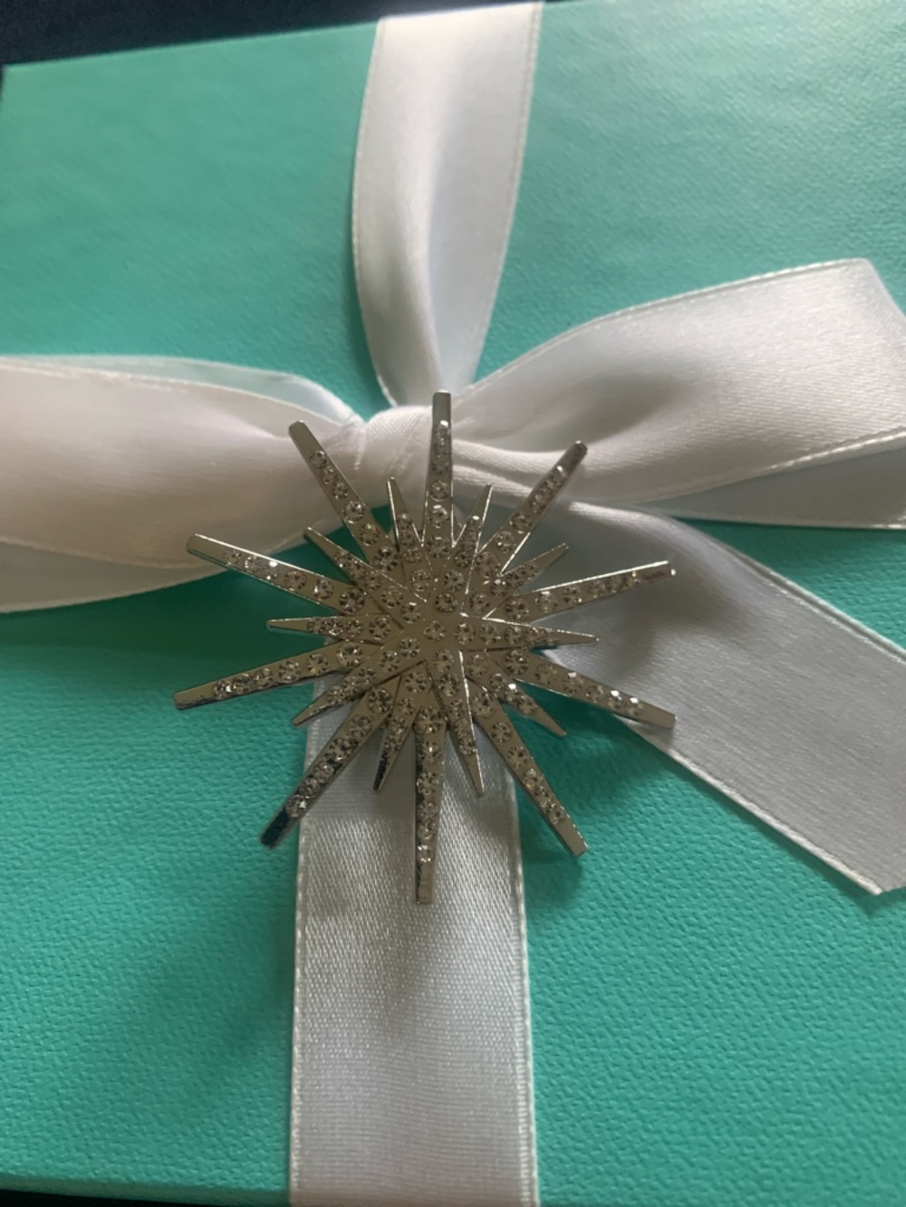 Crystal Starburst Brooch Pin - Silver Sparkle